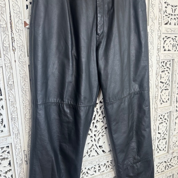 Vintage High Waisted Black Leather Grunge Motorcycle Biker Pants Sz Small - Picture 3 of 10
